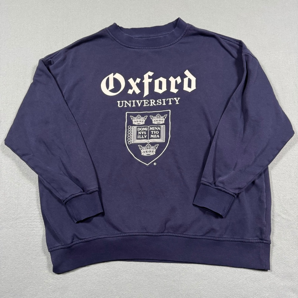 HM Divided Oxford University Crewneck Sweatshirt Navy Blue Men Medium Collegiate